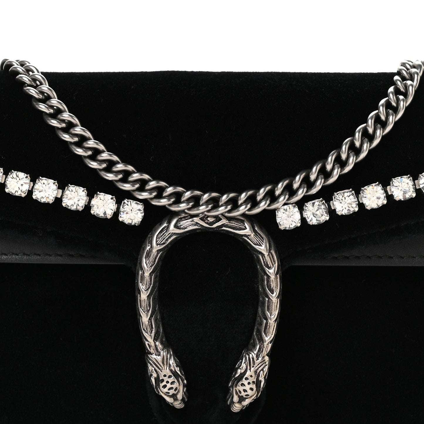 Velvet Crystal Super Mini Dionysus Shoulder Bag Black