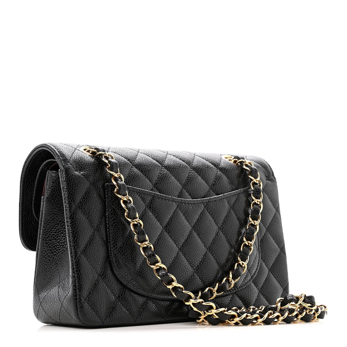 Caviar Quilted Small Double Flap Black