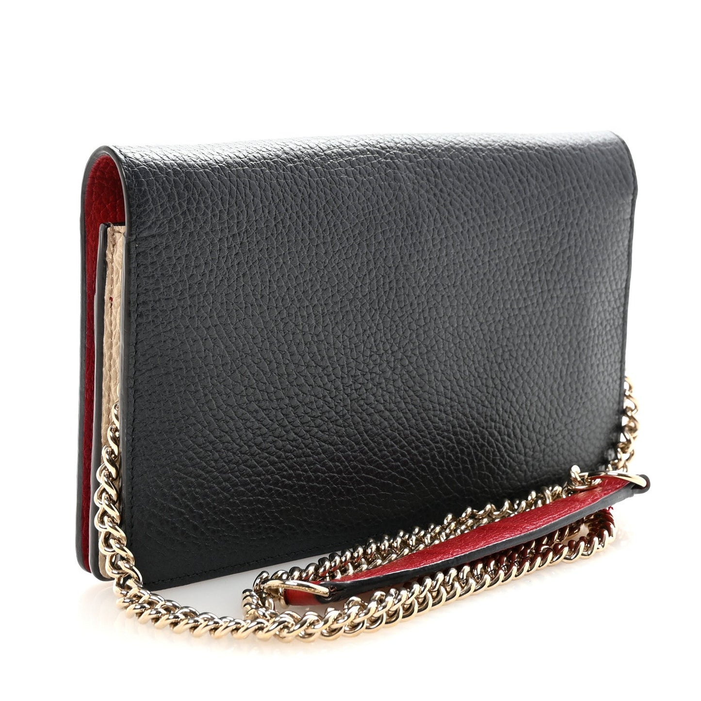 Dollar Calfskin Soho Wallet On Chain Blue Hibiscus Red Mystic White