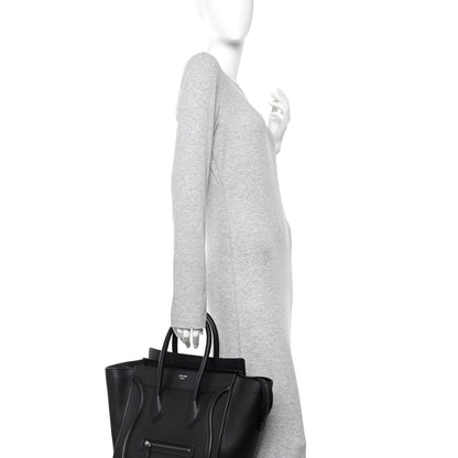 Drummed Calfskin Mini Luggage Black