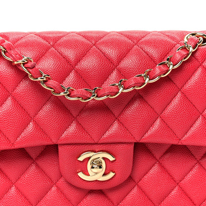 Caviar Quilted Small Double Flap Dark Pink