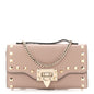 Pebbled Calfskin Rockstud Flip Lock Wallet On Chain Poudre