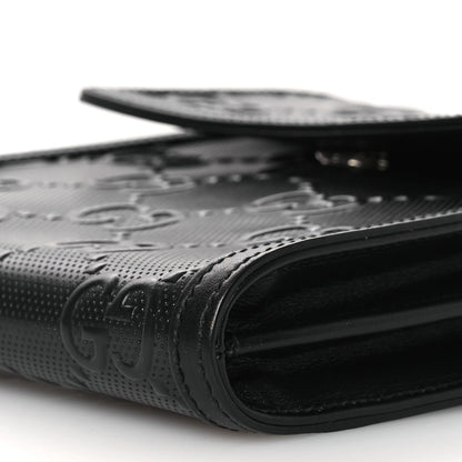 Calfskin GG Tennis Embossed Messenger Bag Black