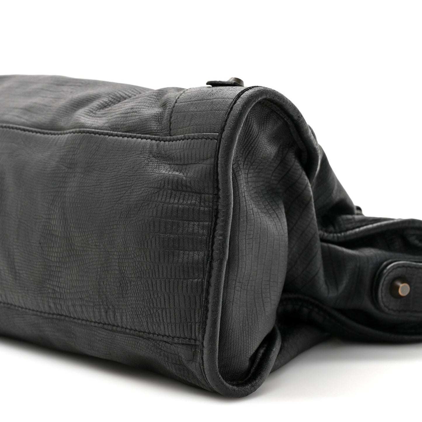 Calfskin Lizard Embossed Classic Hardware City Black