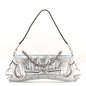 Metallic Nappa Vertical Matelasse Medium Maxi Horsebit Chain Shoulder Bag Silver