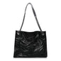 Crinkled Calfskin Matelasse Monogram Medium Niki Shopper Tote Black