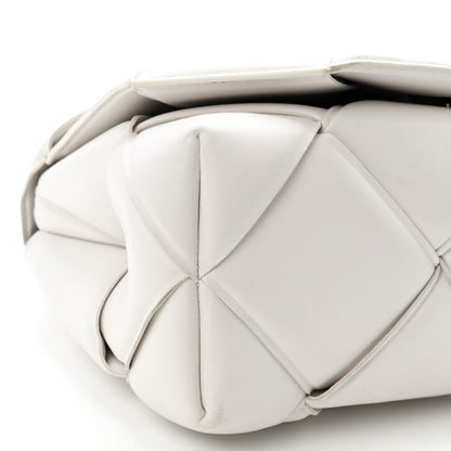 Nappa Intreccio Padded Top Handle Shoulder Bag White