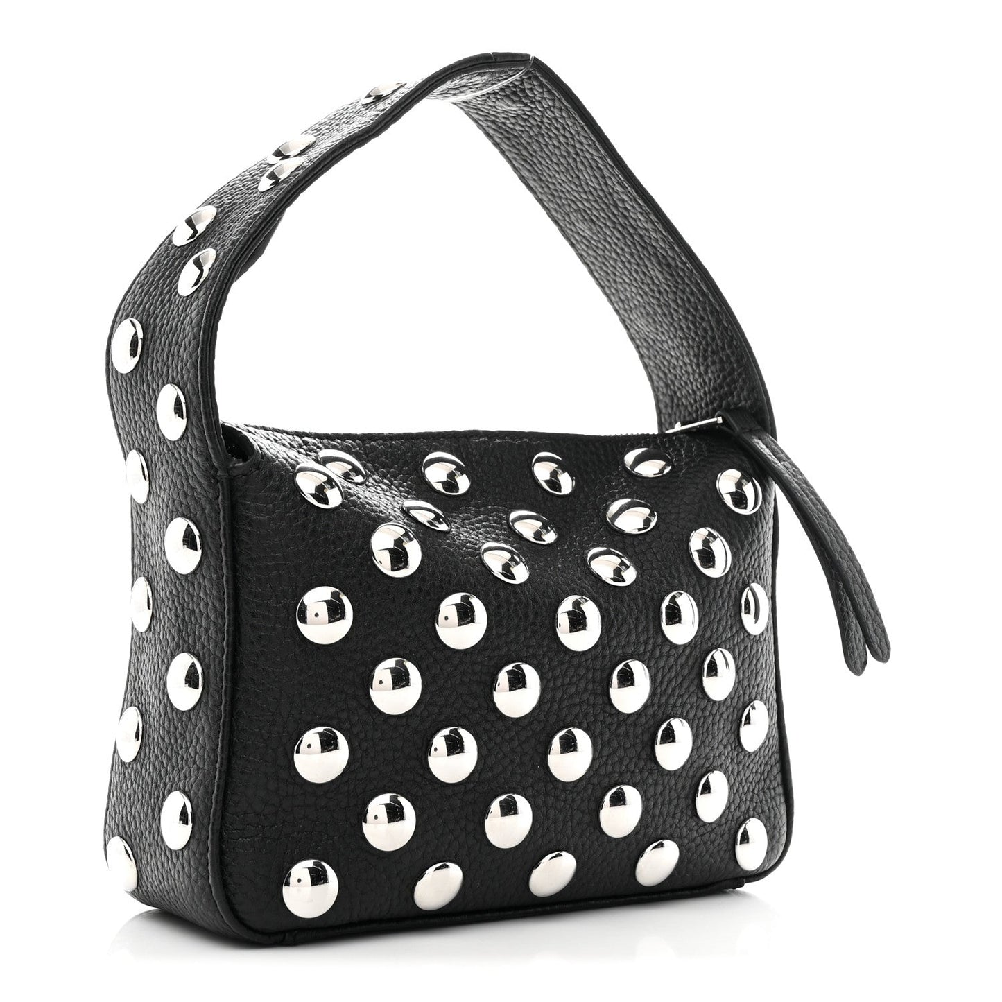 Pebbled Sport Calfskin Studded Small Elena Black