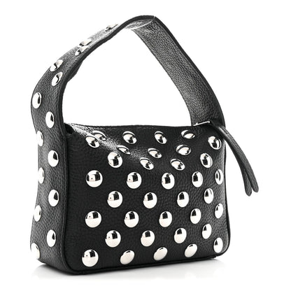Pebbled Sport Calfskin Studded Small Elena Black