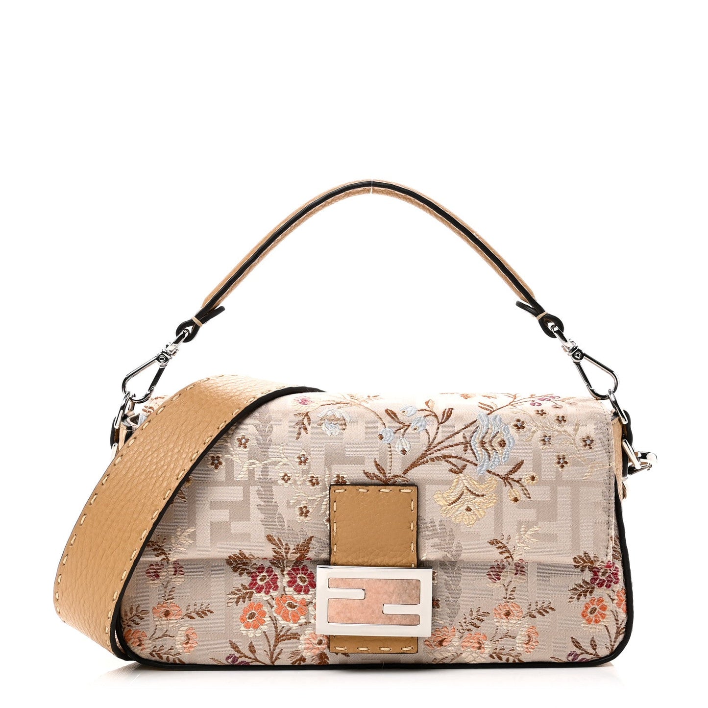 Satin Cuoio Romano Hand In Hand Campania Floral Baguette Multicolor