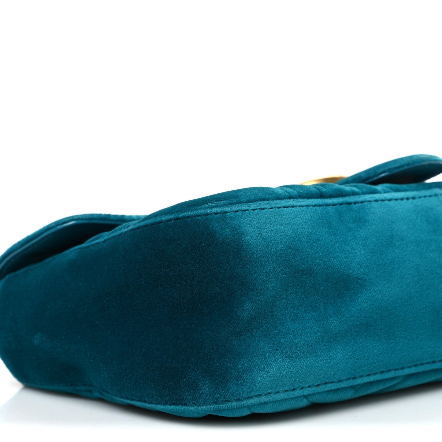 Velvet Matelasse Small GG Marmont Shoulder Bag Pavone Cyan