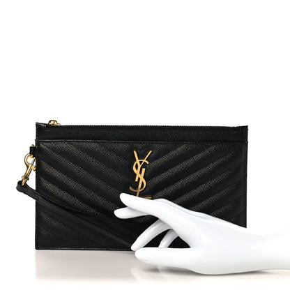 Grain De Poudre Chevron Monogram Large Bill Pouch Black
