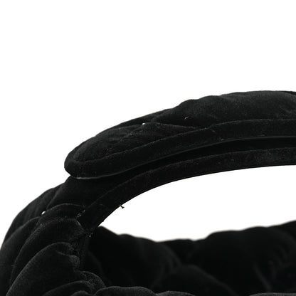 Velvet Diamanté Quilted Pocket Pouch Hobo Black