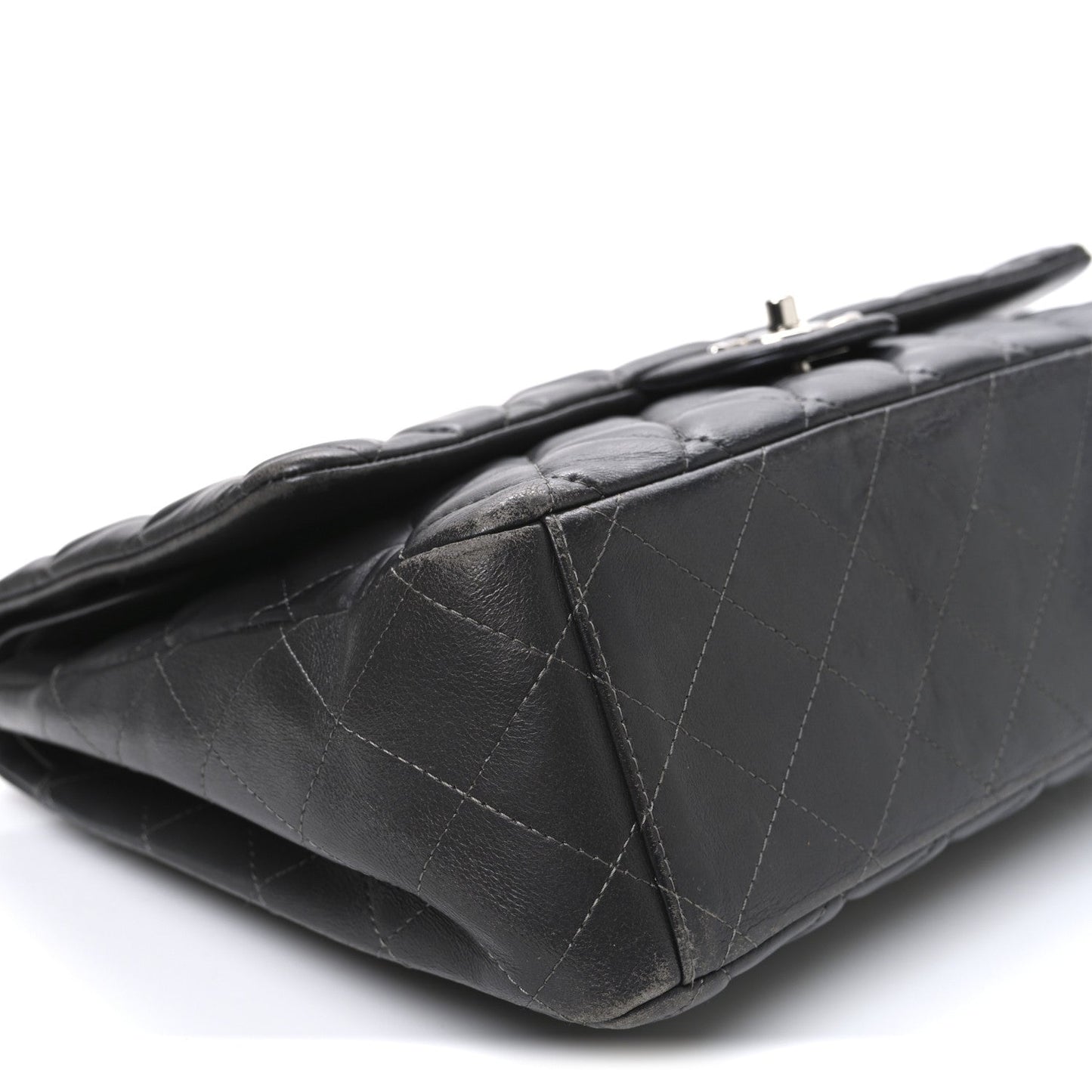 Lambskin Quilted Maxi Double Flap Dark Grey