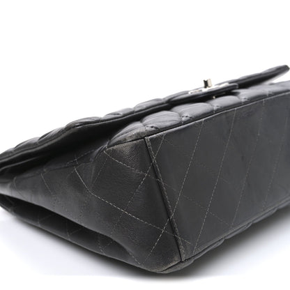 Lambskin Quilted Maxi Double Flap Dark Grey