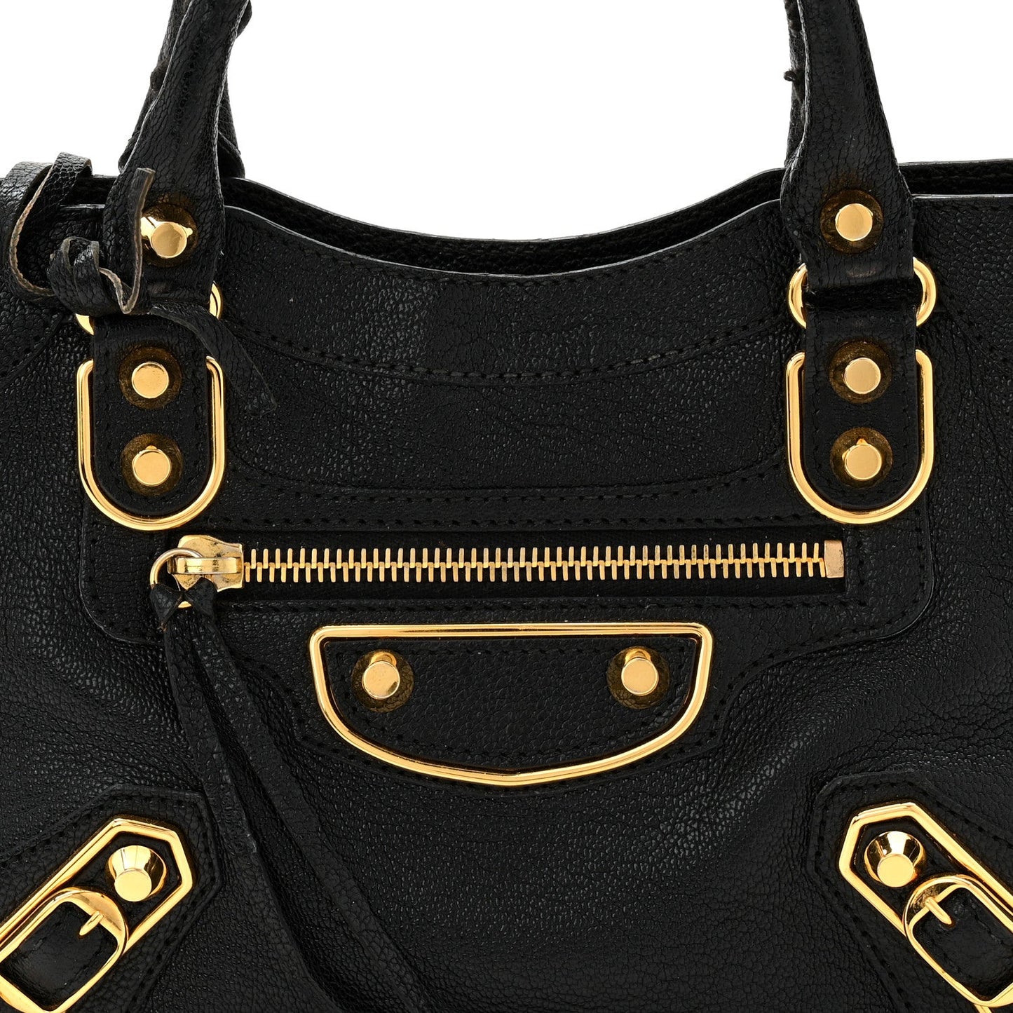 Chevre Gold Metallic Edge Hardware Mini City Black