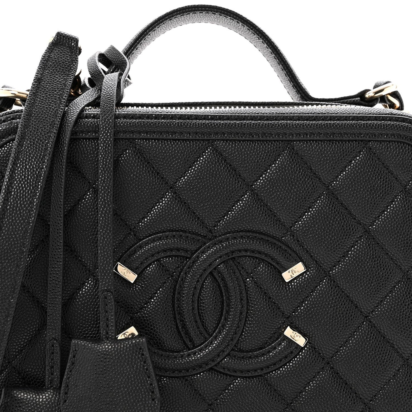 Caviar Quilted Medium CC Filigree Vanity Case Black