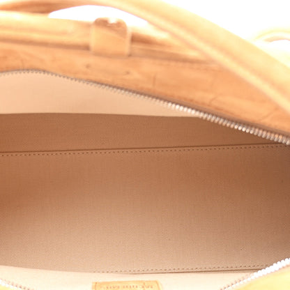 Suede Crocodile Embossed Le Turismo Bowling Bag Camel
