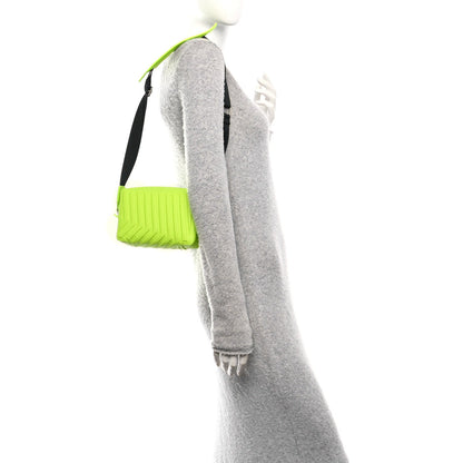Grained Calfskin Embossed Car Camera Bag Yellow Fluo Black