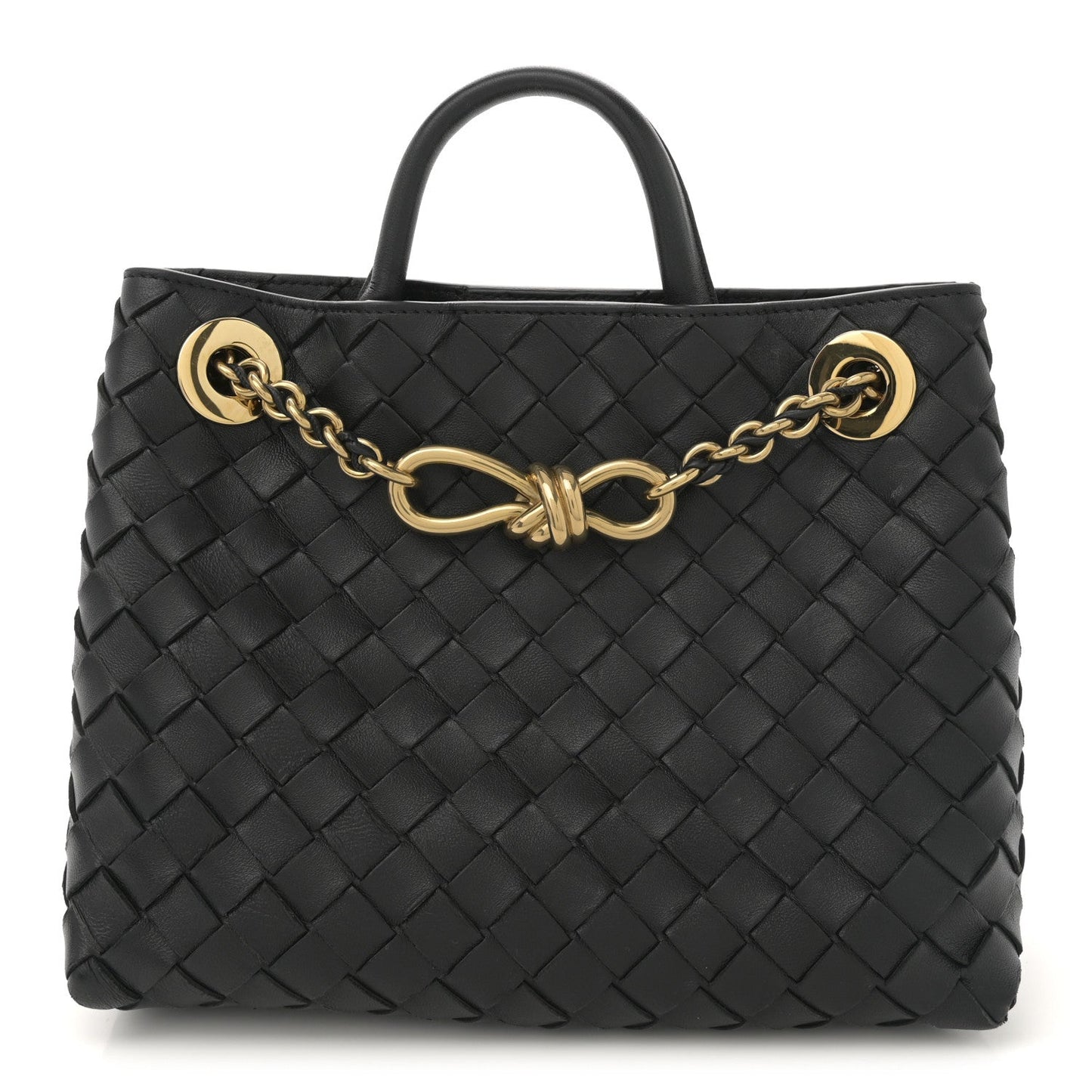 Nappa Intrecciato Small Andiamo With Chain Shoulder Bag Black