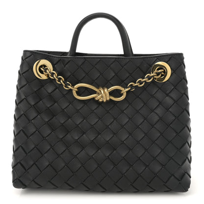 Nappa Intrecciato Small Andiamo With Chain Shoulder Bag Black