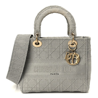 Canvas Embroidered Cannage Medium Lady D-Lite Gray