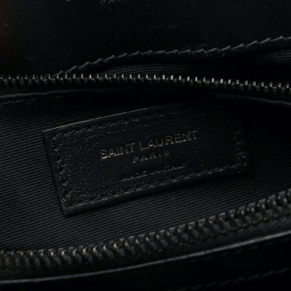 Calfskin Y Quilted Monogram Monochrome Medium Loulou Chain Satchel Black