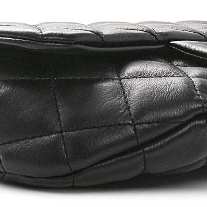 Calfskin Quilted CC Uniform Flap Belt Bag Black