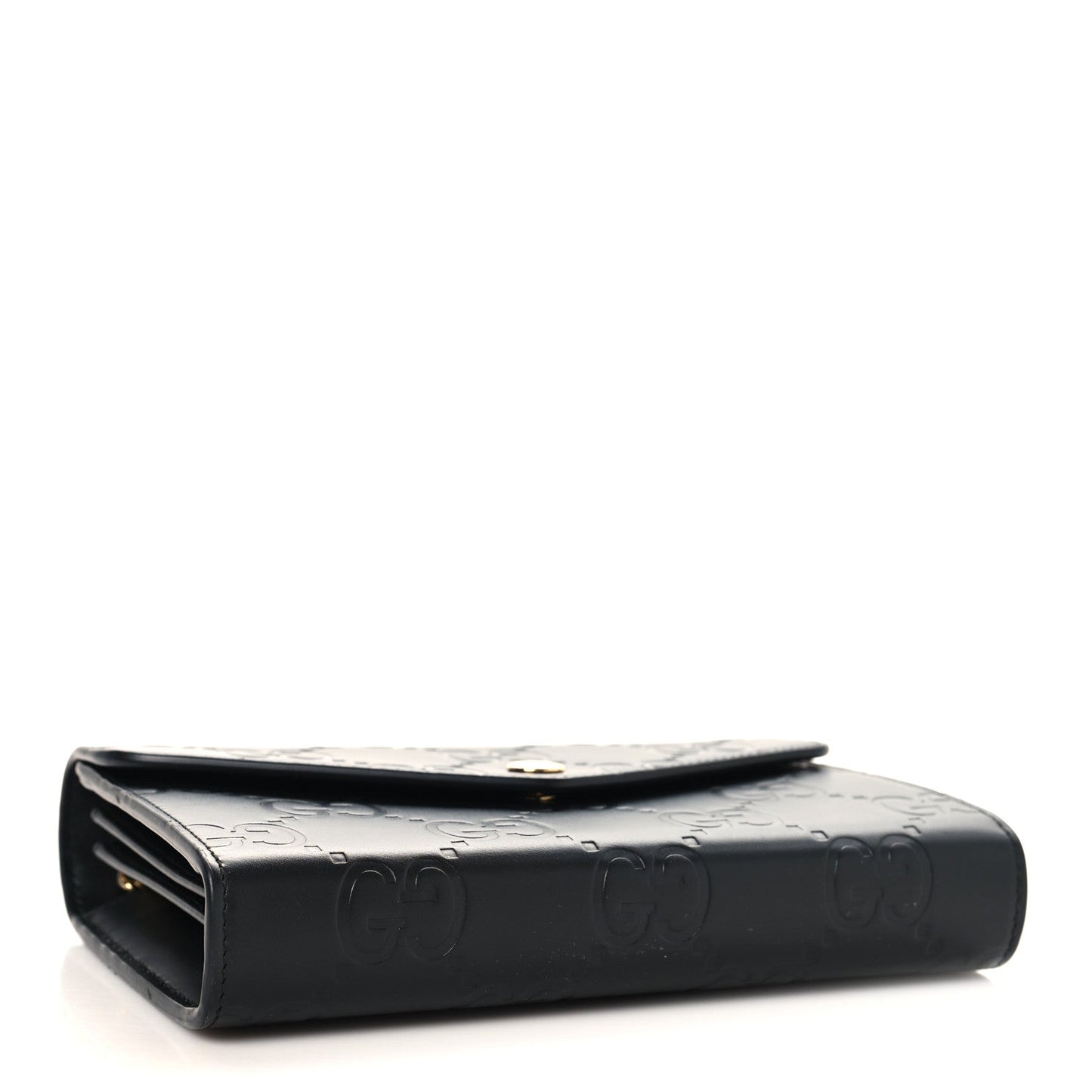 Calfskin GG Debossed Chain Wallet Black
