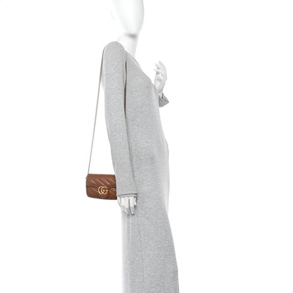Azalea Calfskin Matelasse Diagonal Super Mini GG Marmont Shoulder Bag Cuir