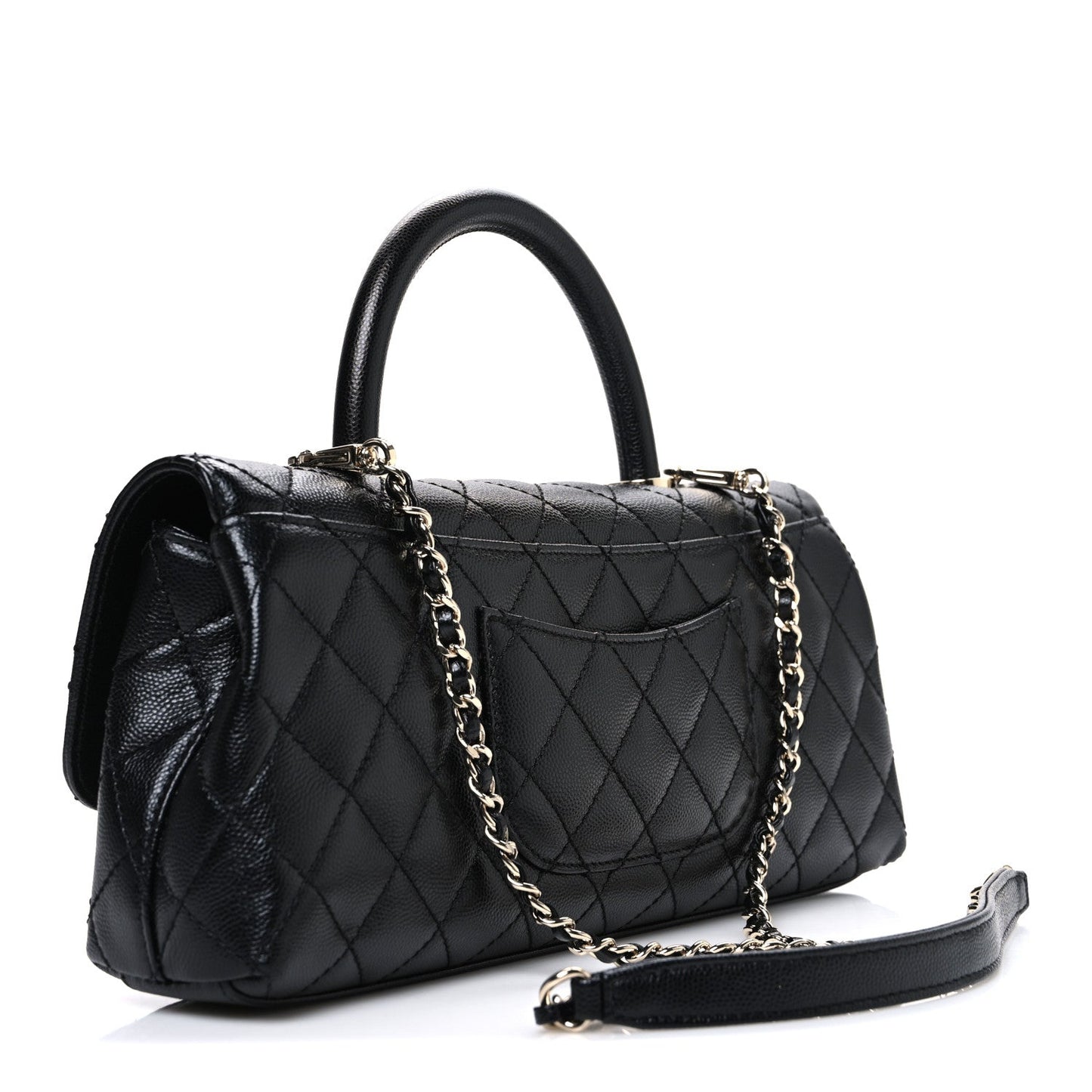 Caviar Quilted Maxi East West Coco Handle Flap Black