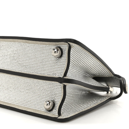 Crystal Vitello Laminato FF Petite Peekaboo I SEE U Satchel Crystal Argento