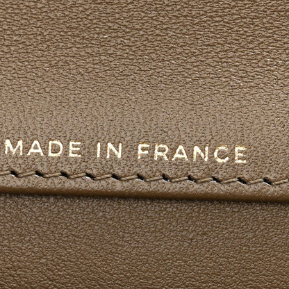 Calfskin Lizard Embossed Clutch With Chain Dark Khaki