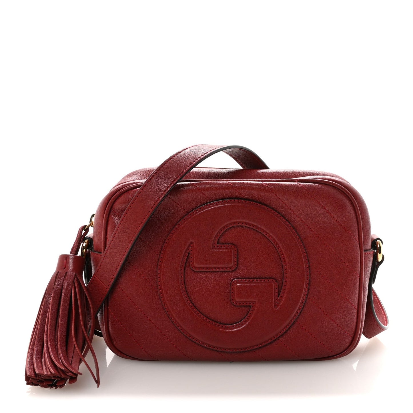 Sakai Be Green Calfskin Diagonal Stitched Small Blondie Shoulder Bag Rosso