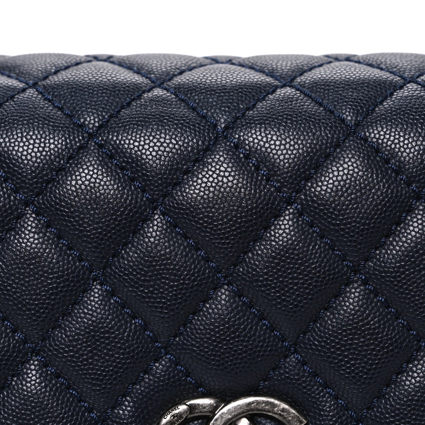 Caviar Quilted Small Coco Handle Flap Navy