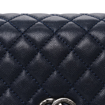 Caviar Quilted Small Coco Handle Flap Navy