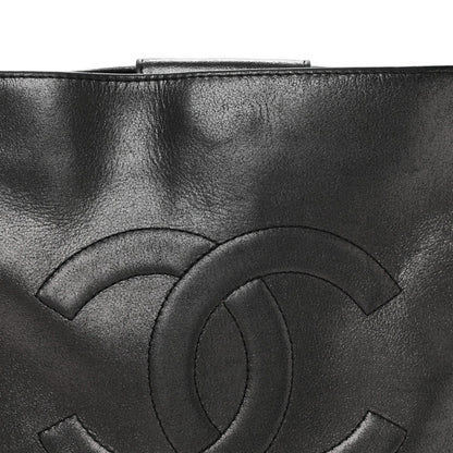 Iridescent Calfskin CC East West Shopping Tote Black