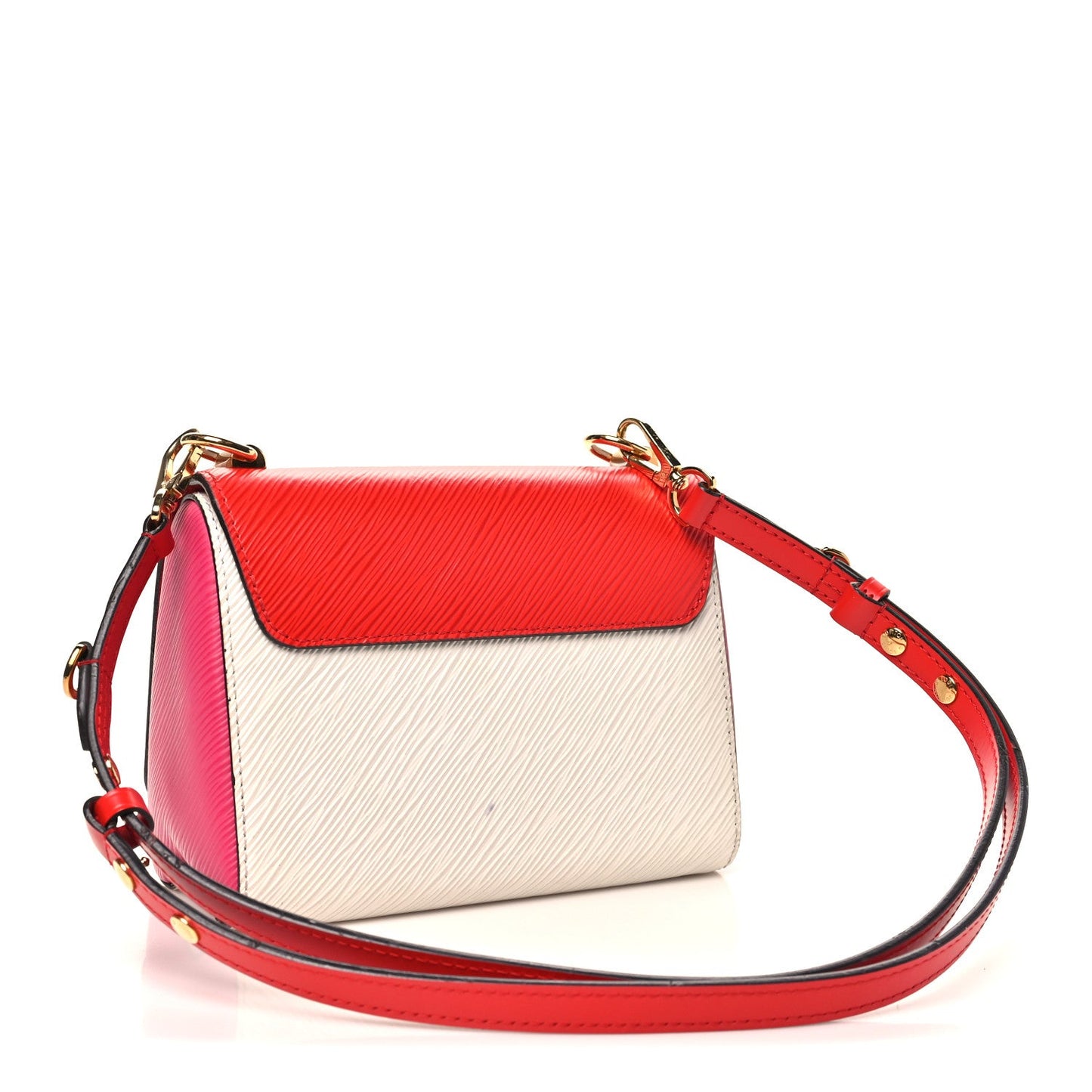 Epi Twist Shoulder Bag MM Coquelicot Hot Pink White