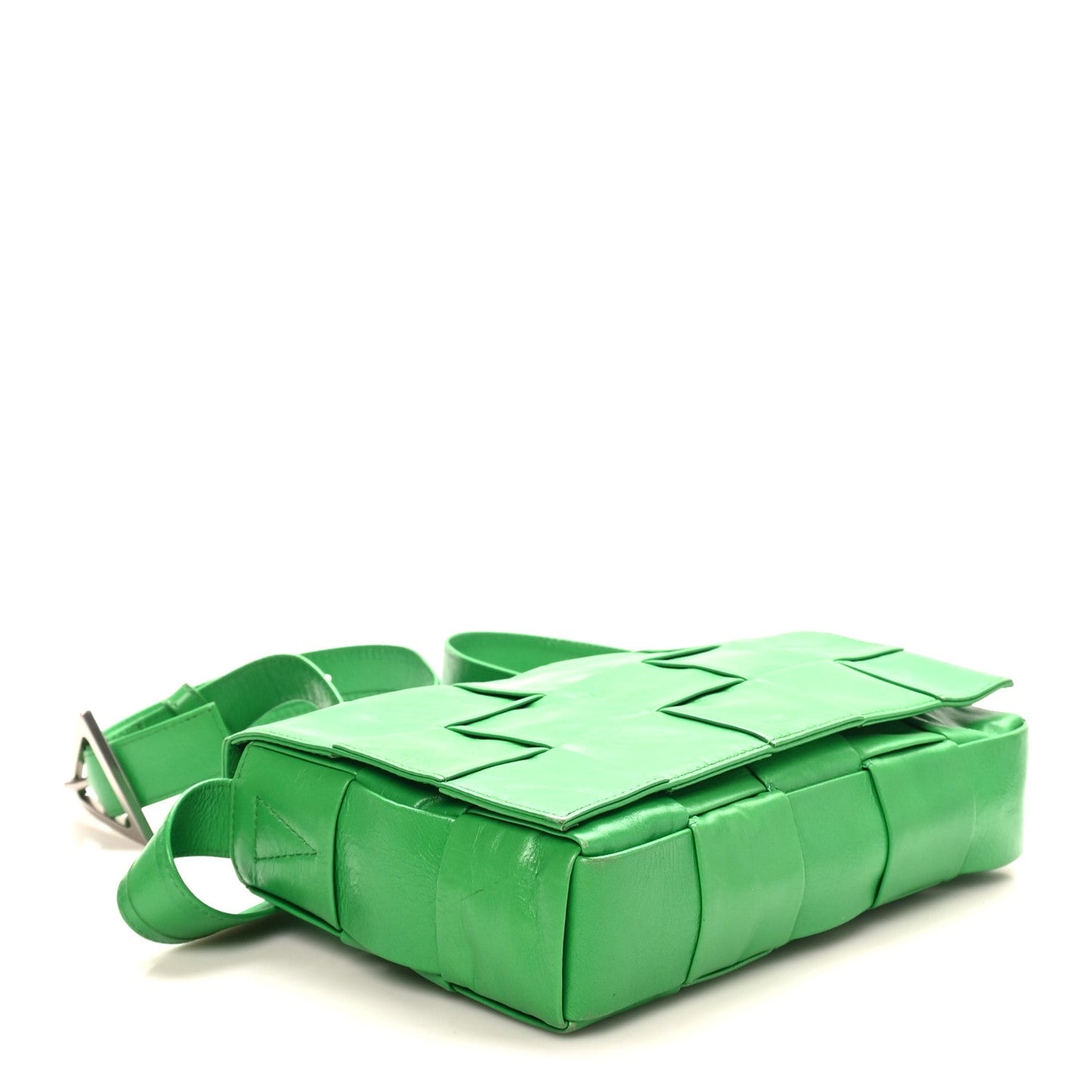 Paper Calfskin Maxi Intreccio Cassette Crossbody Bag Parakeet