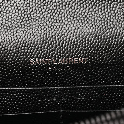 Grain De Poudre Matelasse Chevron Monogram Monochrome Envelope Chain Wallet Black