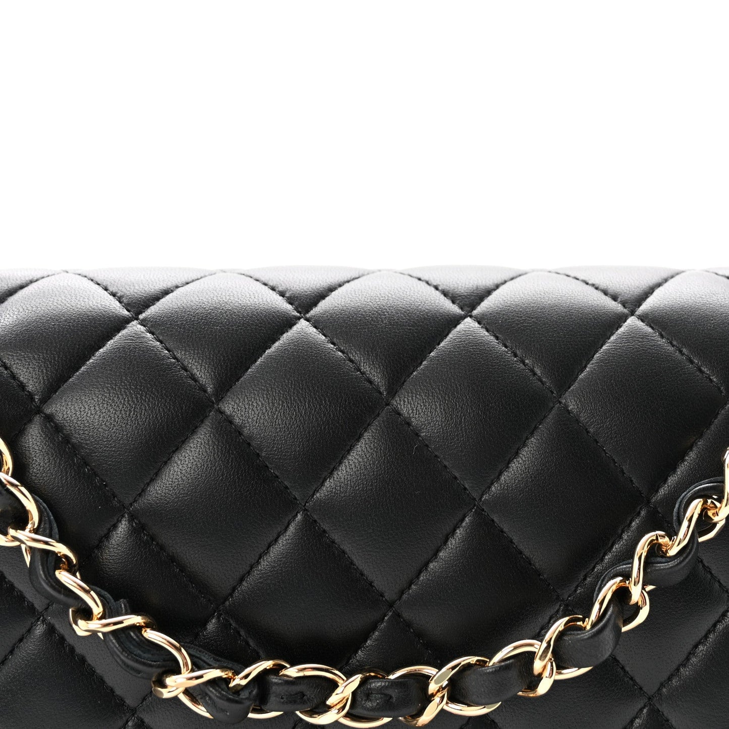 Lambskin Quilted Medium Double Flap Black