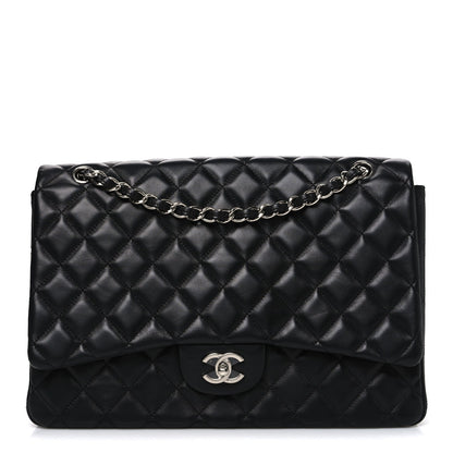Lambskin Quilted Maxi Single Flap Black