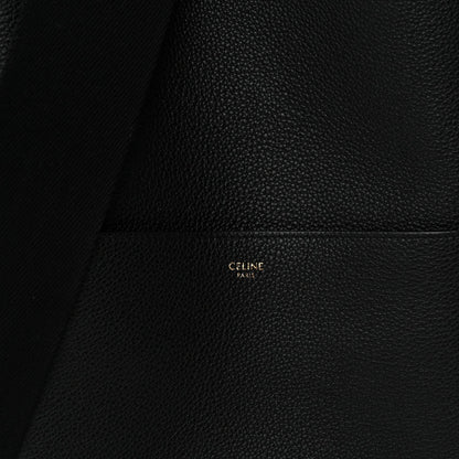 Soft Grained Calfskin Sangle Bucket Bag Black