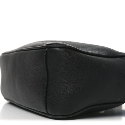 Glace Calfskin Embossed Logo Crossbody Black
