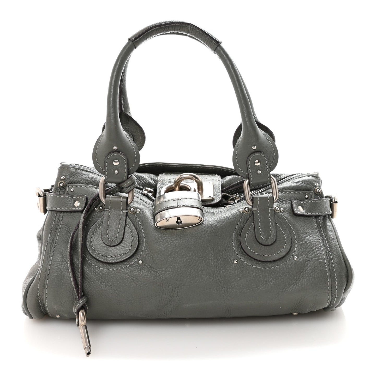Calfskin Medium Paddington Satchel Gray