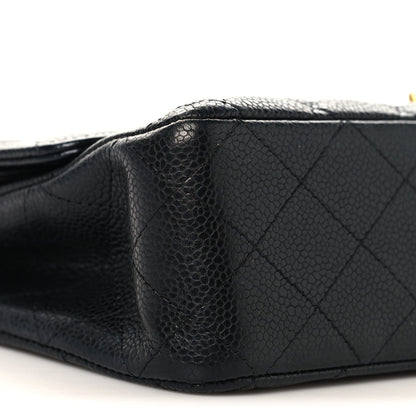 Caviar Quilted Medium Double Flap Black