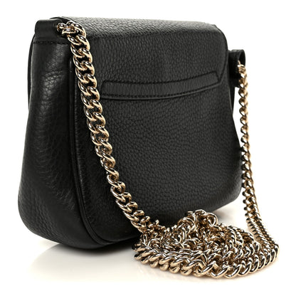 Pebbled Calfskin Small Soho Flap Crossbody Black