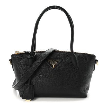 Vitello Daino Small Tote Black