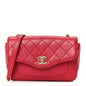 Goatskin Quilted Coco Curve Flap Messenger Flap Red