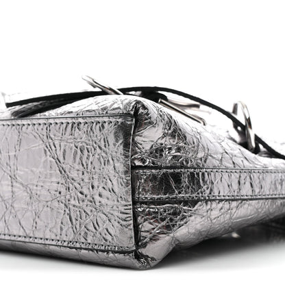 Metallic Calfskin Small Voyou Bag Silver